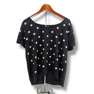 Joe Fresh Polka Dot Top Women's XL Short Sleeve Scoop Neck Black White